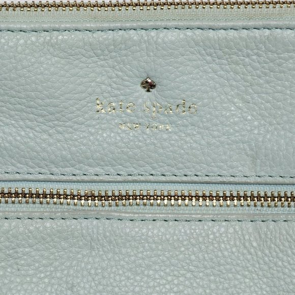 Kate Spade New York Light Blue Mint Green Pebbled Leather Crossbody Bag Purse - Picture 5 of 16